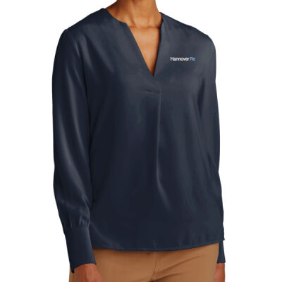 Brooks Brothers Women's Open Neck Satin Blouse - BB18009 Thumbnail